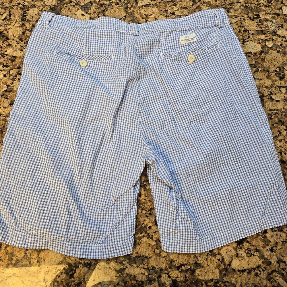 Vineyard Vines Shorts Mens 35 Blue Plaid Seersucker‎ 9" Preppy Golf - Picture 4 of 7